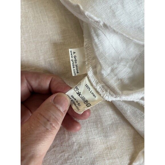 Grizas Linen Dress Size S Button Front Lagenlook Minimalist Ruched Bubble Pocket - Picture 8 of 12